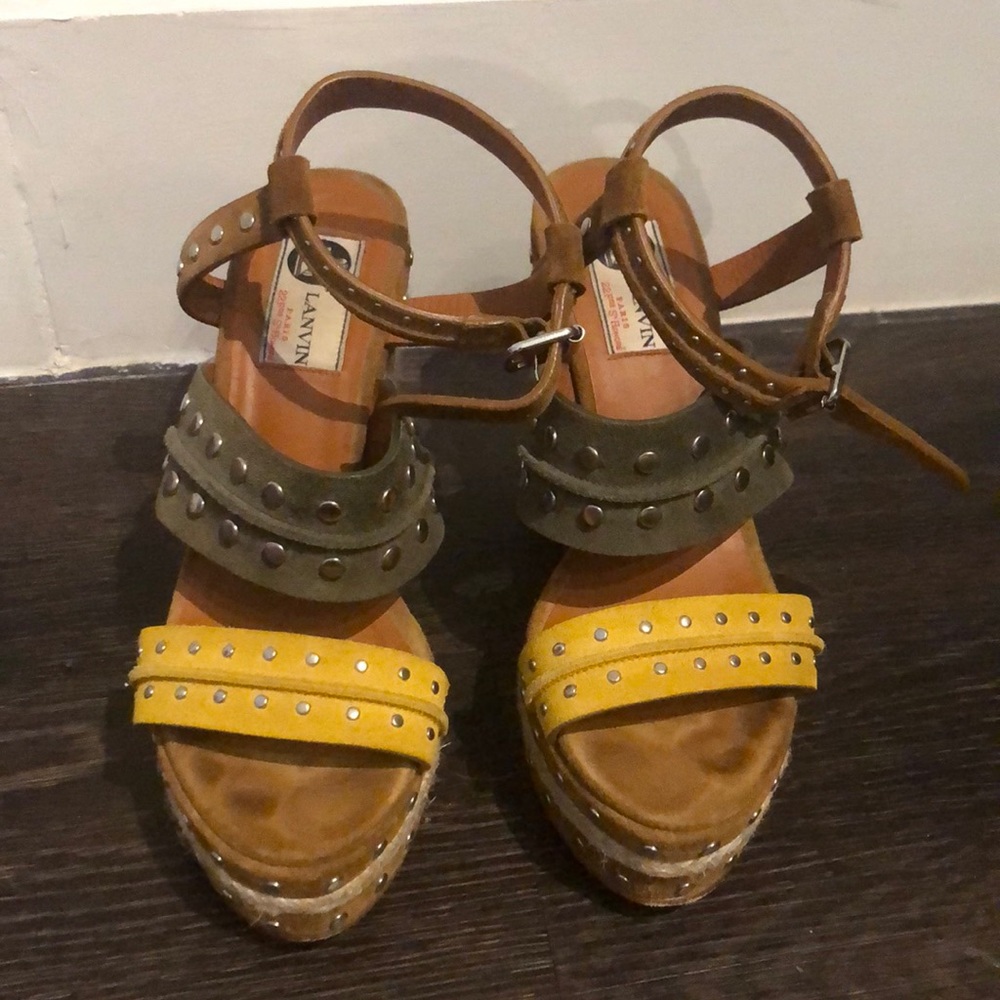 Lanvin Studded Platform Wedges